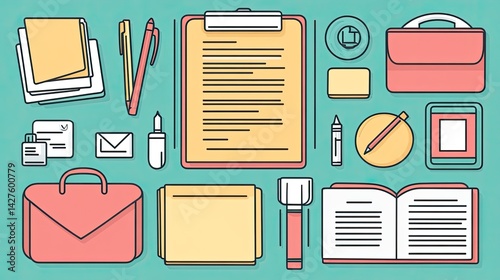 Flatlay Office Supplies Productivity  Organization.