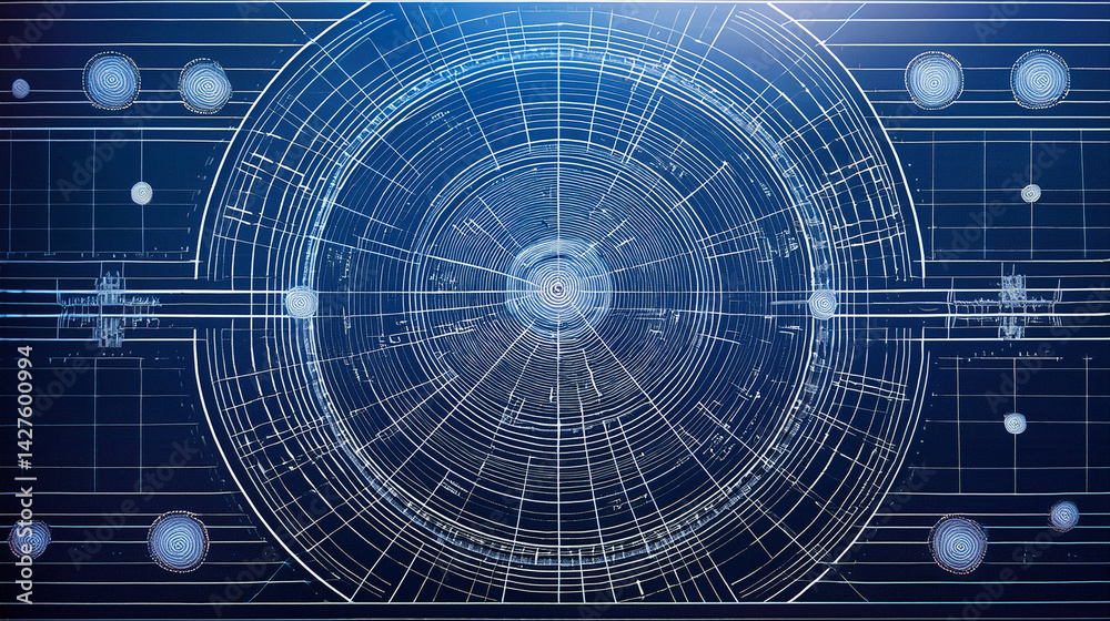 Fototapeta premium Seamless Aerospace Navigation Grid