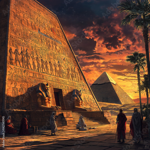 Highly detailed artwork of an ancient Egyptian temple complex