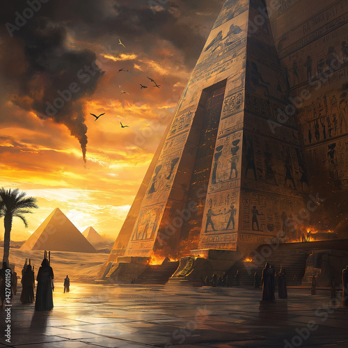 Highly detailed artwork of an ancient Egyptian temple complex