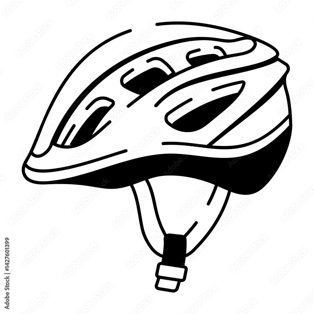 Fototapeta premium A hand drawn icon of a bike helmet
