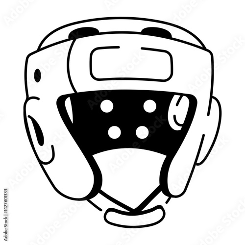 A sketchy style icon depicting a boxing helmet
