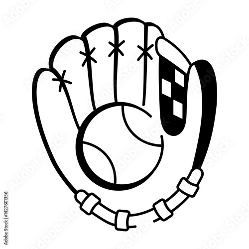 A sketchy style icon of baseball glove