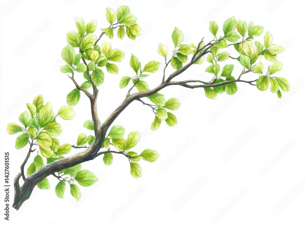 Obraz premium Spring branch with fresh leaves