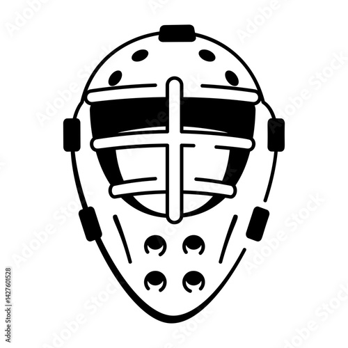 Sketchy style icon of hockey mask
