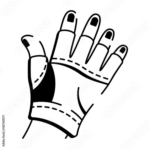 Hand drwan style icon of fingerless gloves

