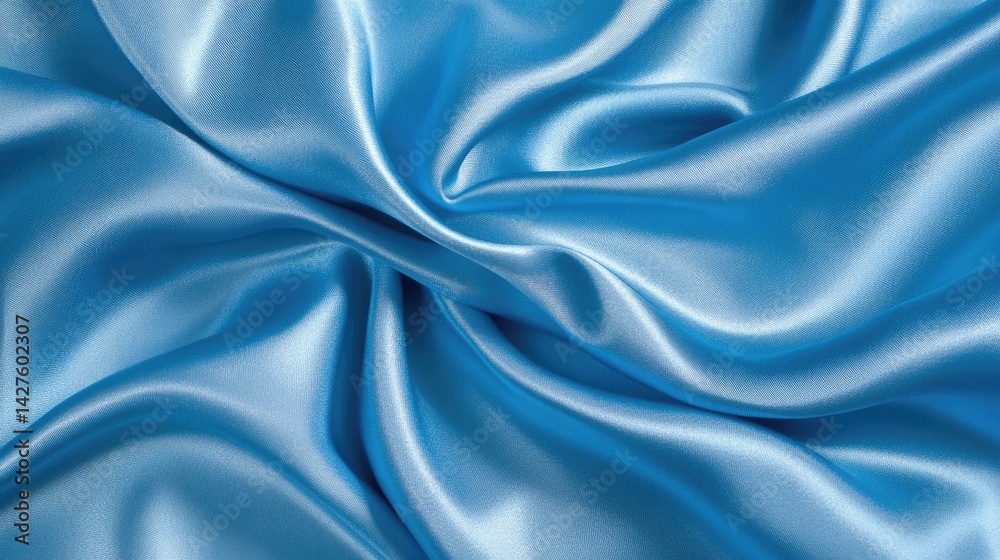 Obraz premium Serene Blue Silk Drape Luxurious Fabric Texture.