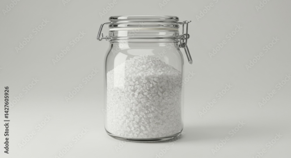 Glass Jar with White Crystals Glass Jar with White Crystals