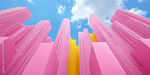  Colorful Vertical Structures Under Blue Sky