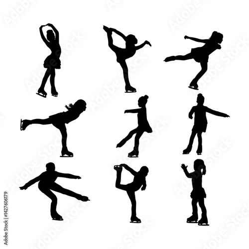 silhouette kid play ice skate