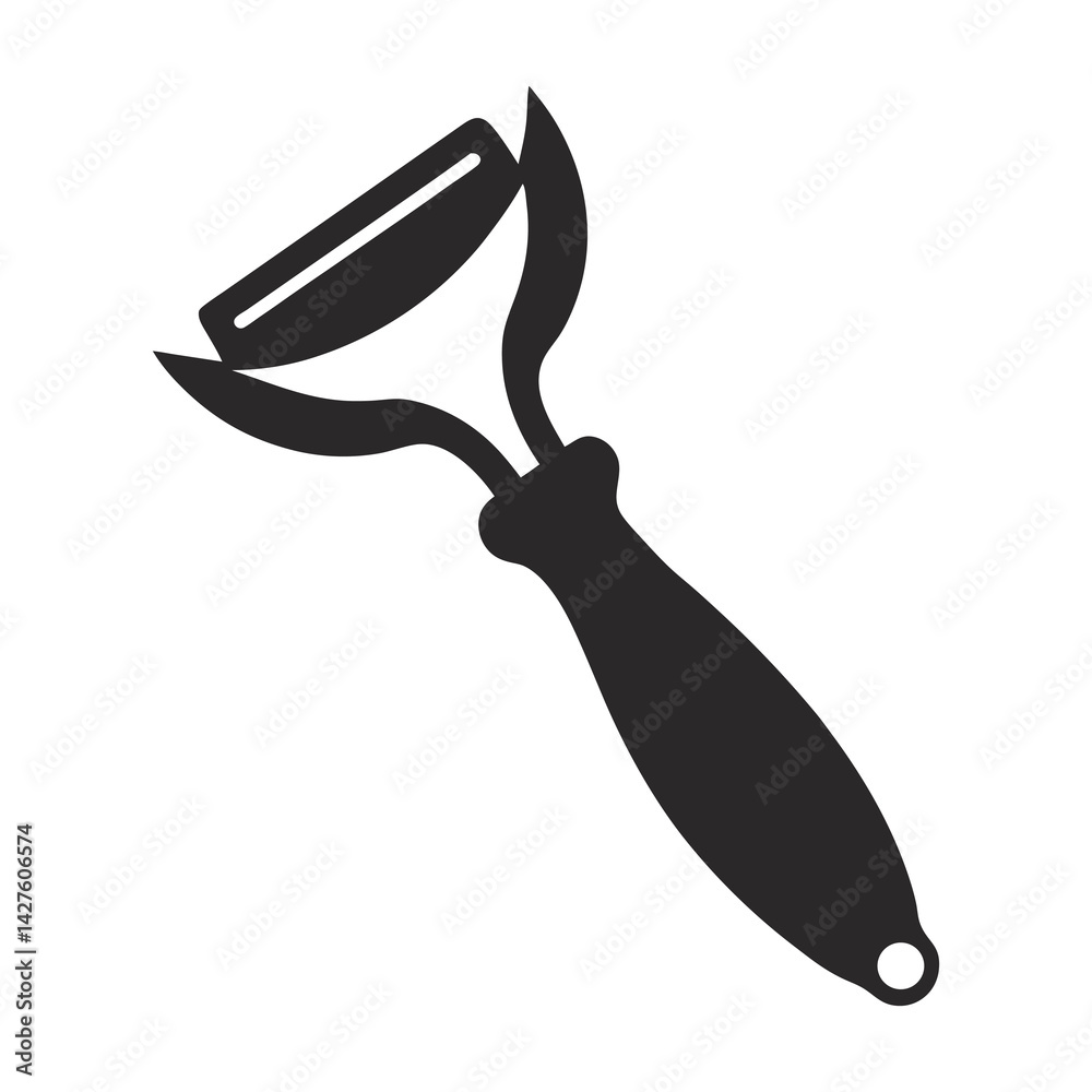 Obraz premium Vegetable Peeler icon of silhouette vector illustration on white background
