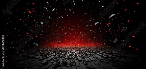 Wallpaper Mural Energetic fragmentation design on dark surface with crimson ambience Torontodigital.ca