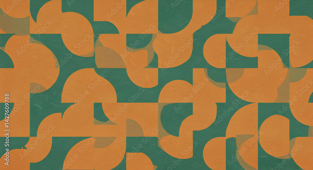 Geometric Harmony Interplay Of Shapes In Ochre And Teal Background Geometric Harmony Interplay Of Shapes In Ochre And Teal Background