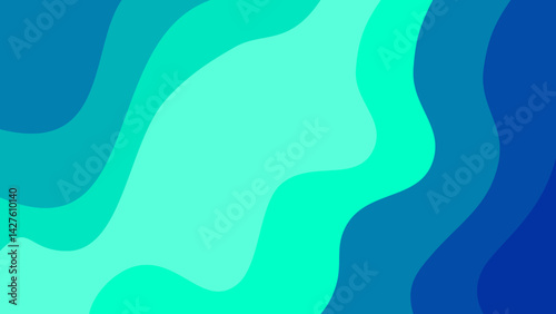 Wavy Abstract Gradient Ocean Flow Art in Blue and Green Background. Abstract wave pattern in calming blue and green gradient tones, evoking ocean currents and peaceful movement.