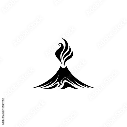 Stylized black volcano eruption illustration, concept for nature, geology, and disaster awareness campaigns