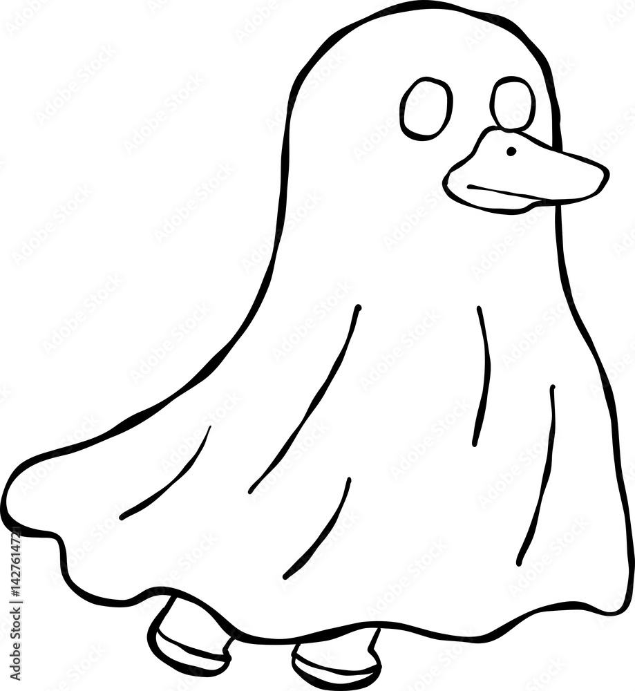 Obraz premium Halloween Goose Clipart – Cute Coquette Animal in Costume for Autumn Decor and Spooky Projects