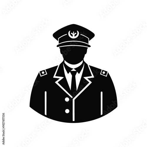 Captain uniform icon of silhouette vector illustration on white background