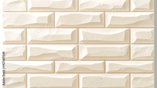 Ivory-Colored Brick Wall Featuring Geometric Textured Facets for Modern Interiors