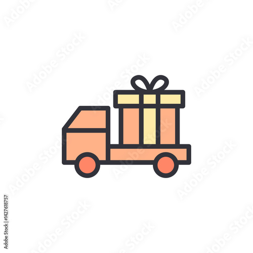 Shopping delivery colored icons, minimalist vector illustration ,simple transparent graphic element .Isolated on white background