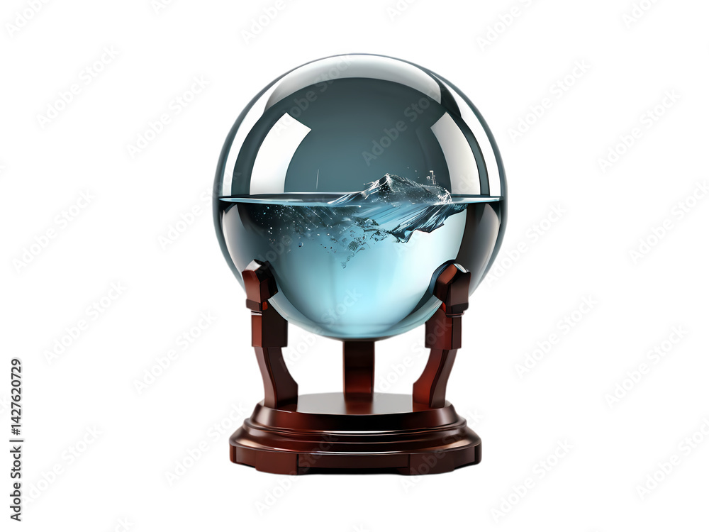 Stunning Crystal Ball with Water Feature: Decorative Desk Ornament