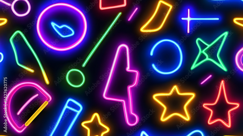 Vibrant Neon Shapes: Glowing Design Vibrant Neon Shapes: Glowing Design