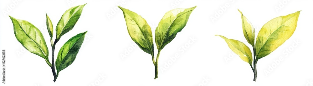 Fototapeta premium Watercolor Tea Leaves