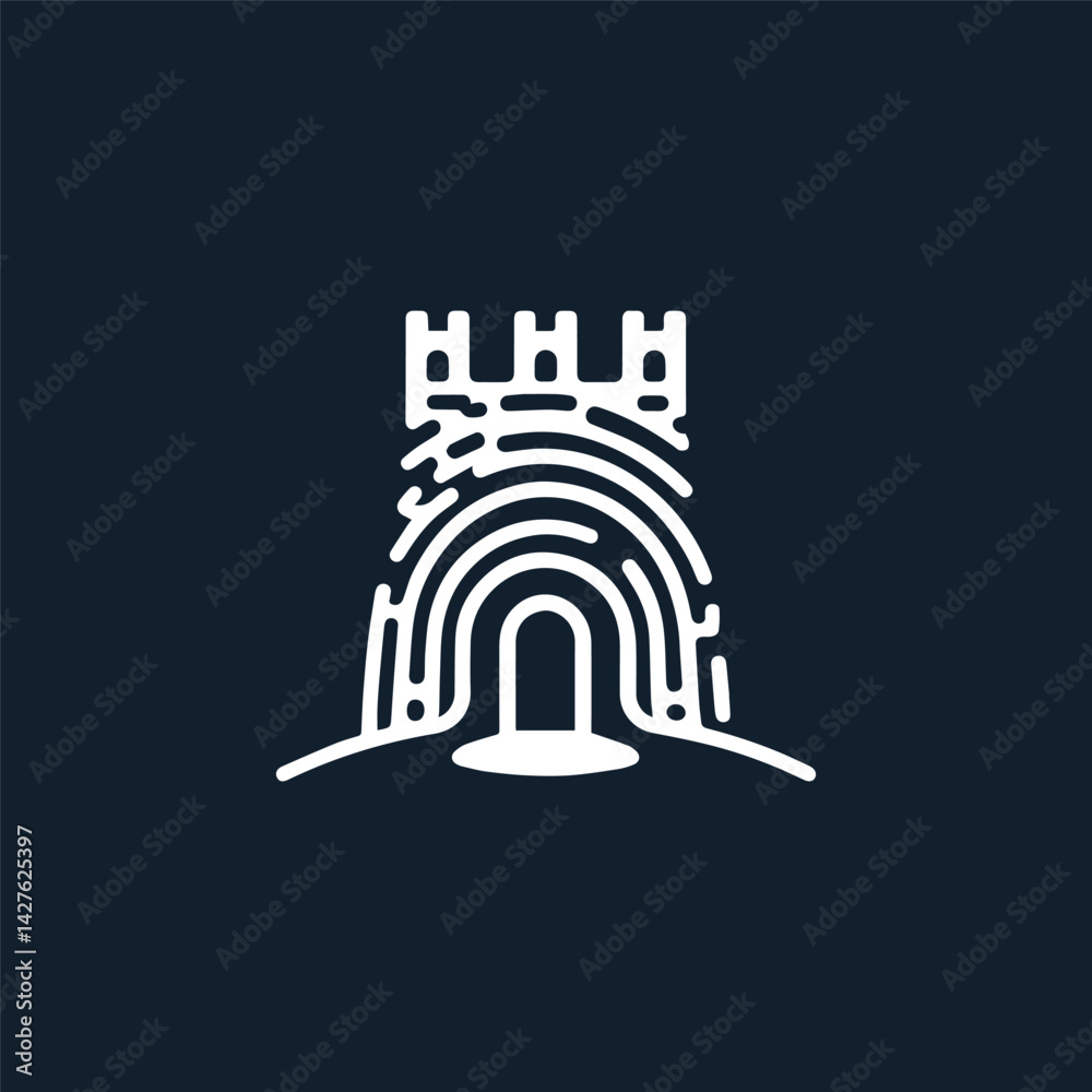 Fototapeta premium Fingerprint fortress logo