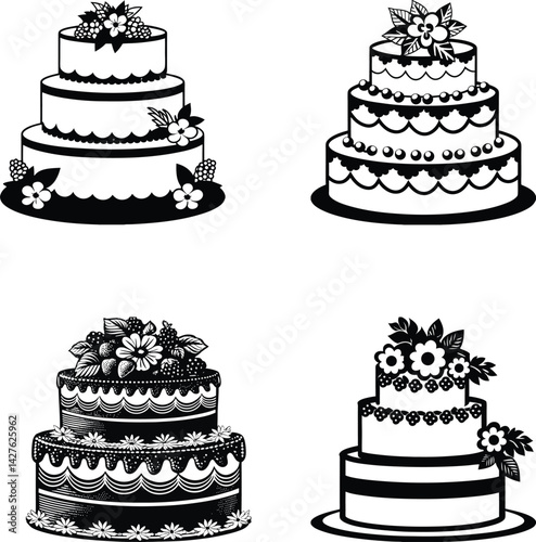 Summer Wedding Cake Clipart 