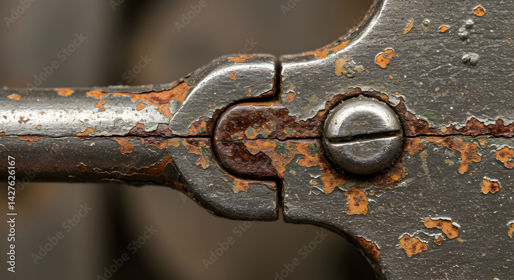 Close Up Of A Rusted Metal Mechanism With Screw Showing Ageing Effects Close Up Of A Rusted Metal Mechanism With Screw Showing Ageing Effects