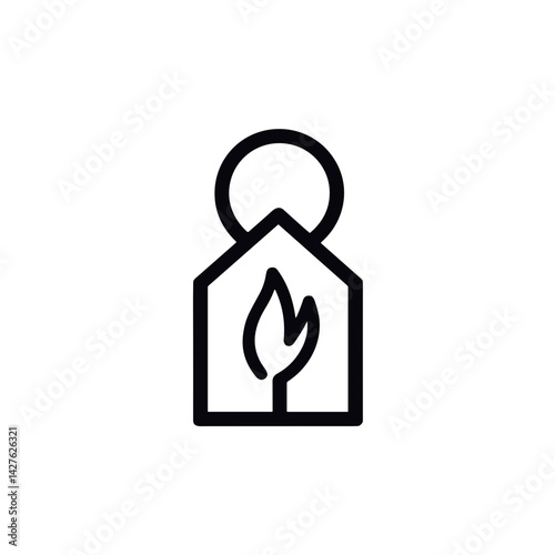 Black and white greenhouse effect icon, ecology concept