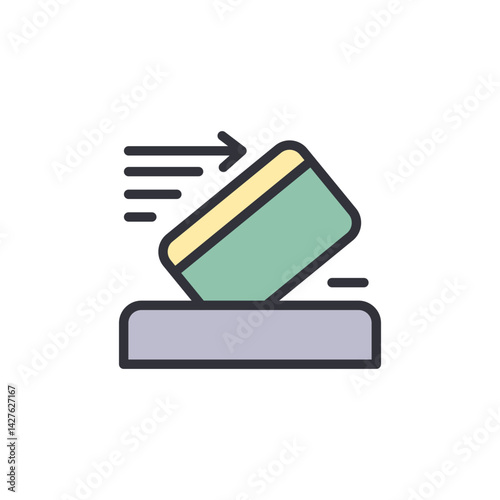 Card payment colored icons, minimalist vector illustration ,simple transparent graphic element .Isolated on white background