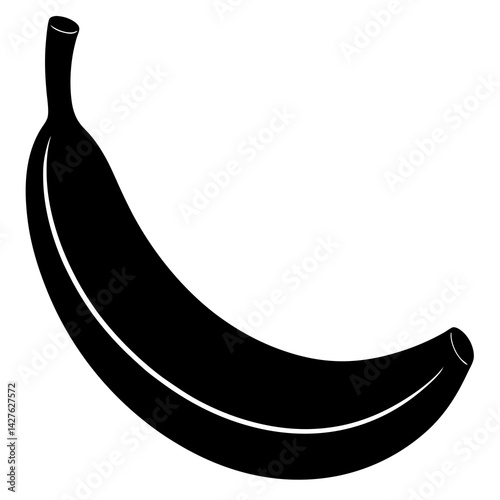 Black and White Banana Silhouette – Hand-Drawn Tropical Fruit Vector Illustration

