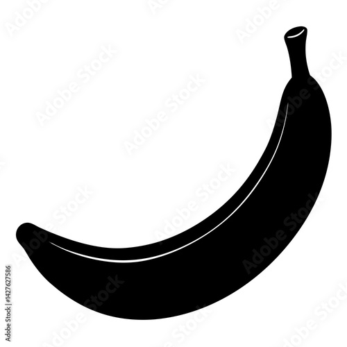 Black and White Banana Silhouette – Hand-Drawn Tropical Fruit Vector Illustration


