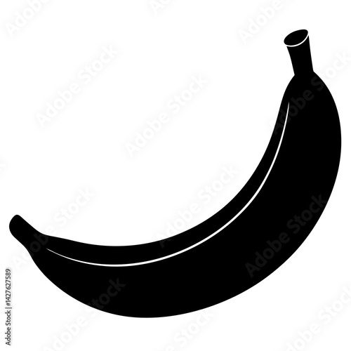 Black and White Banana Silhouette – Hand-Drawn Tropical Fruit Vector Illustration


