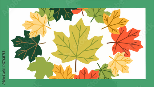 Maple leaf vector pattern, enclosing a border.