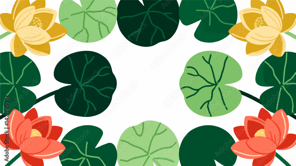 Fototapeta premium Lotus vector pattern, enclosing a border.