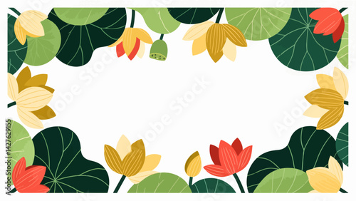 Lotus vector pattern, enclosing a border.