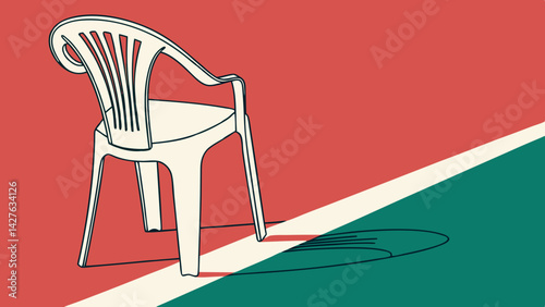 chair isolated on red-green background. modern design plastic chair   vector, illustration.
