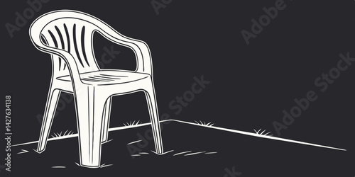 chair isolated on dark black background. modern design plastic chair  vector, illustration.
