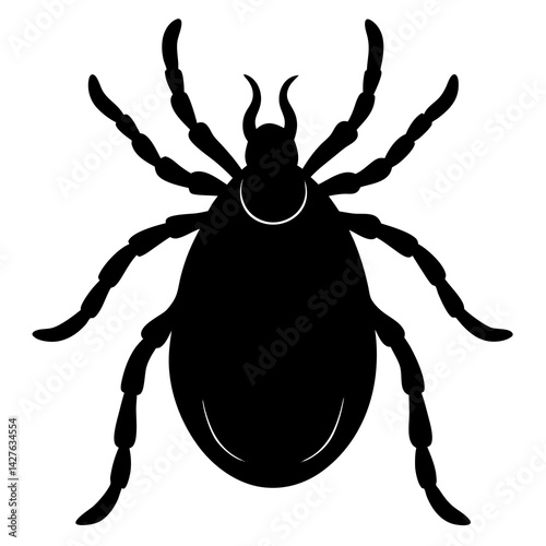 Black and White Tick Silhouette – Insect Vector Illustration

