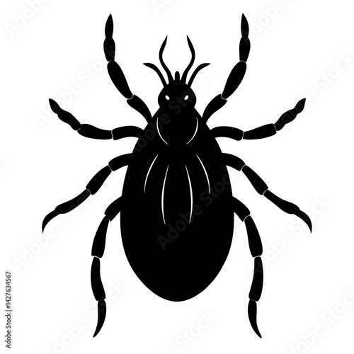 Black and White Tick Silhouette – Insect Vector Illustration


