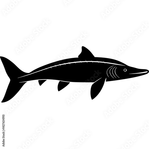 Black Silhouette of a Shark – Minimalist Marine Animal Vector Illustration