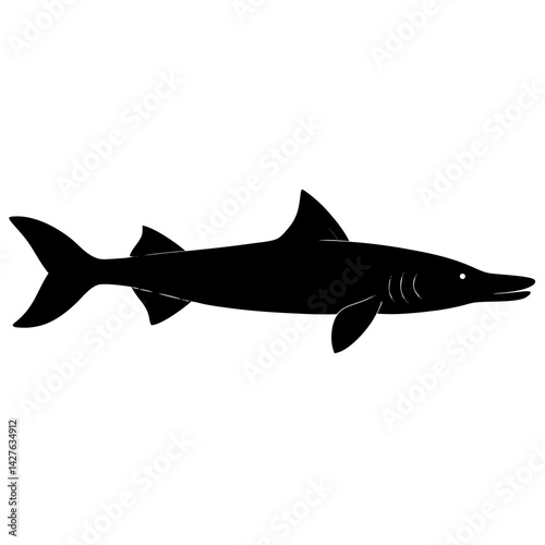 Black Silhouette of a Shark – Minimalist Marine Animal Vector Illustration