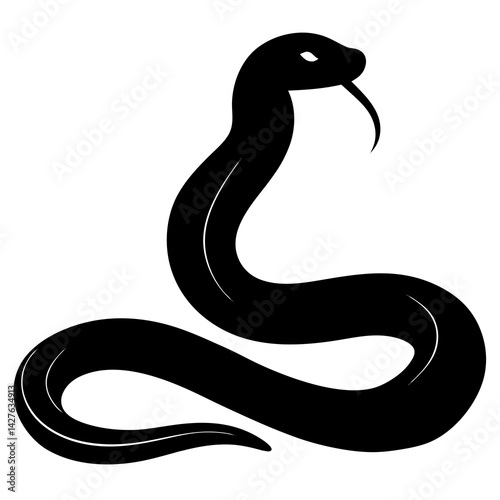Black and White Cobra Snake Illustration – Tribal Style Tattoo Design


