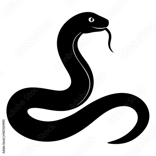 Black and White Cobra Snake Illustration – Tribal Style Tattoo Design

