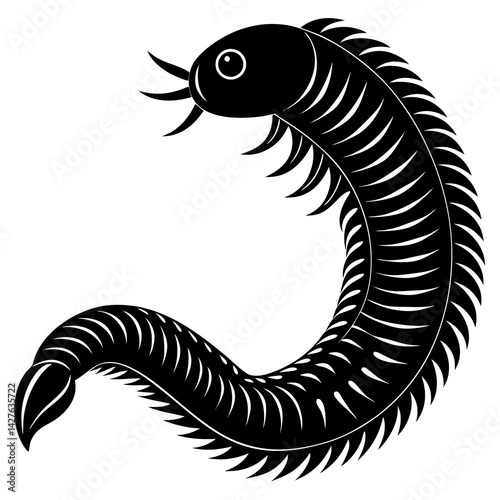 black silhouette of a Antarctic Scale Worm animal