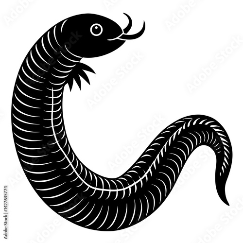 black silhouette of a Antarctic Scale Worm animal