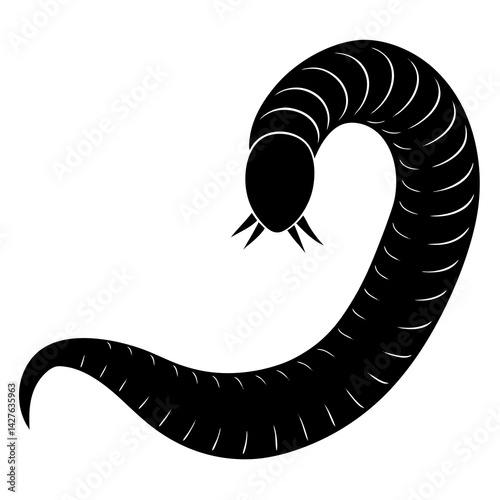 Black and White Millipede Silhouette – Creepy Crawling Insect Vector Illustration