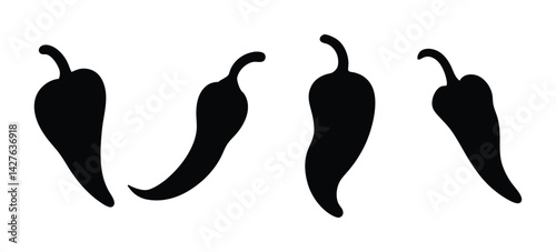 chili pepper icon, chili peppers silhouettes design.