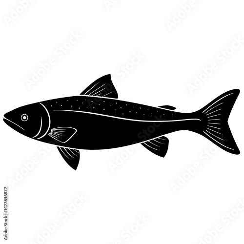 black silhouette of a Arapaima animal